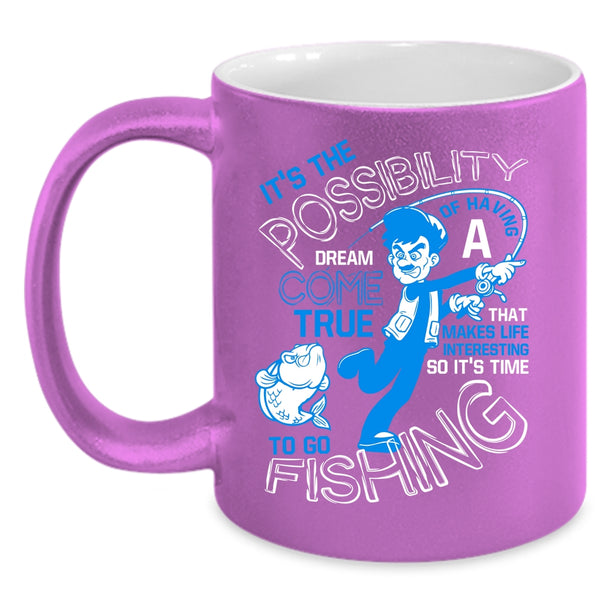 It's Time To Go Fishing Coffee Mug, Funny Fishing Coffee Cup