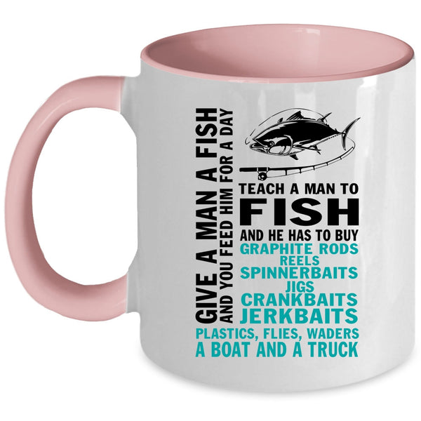 Teach A Man To Fish Coffee Mug, Give A Man A Fish Accent Mug