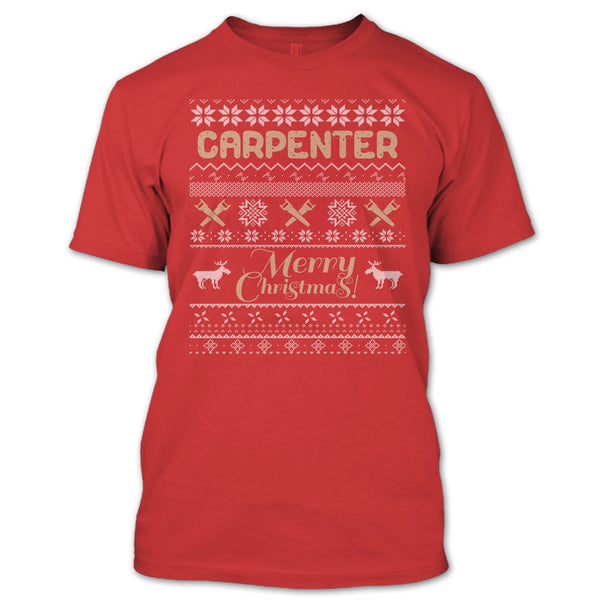Carpenter Merry Christmas T Shirt, Coolest Carpenter T Shirt
