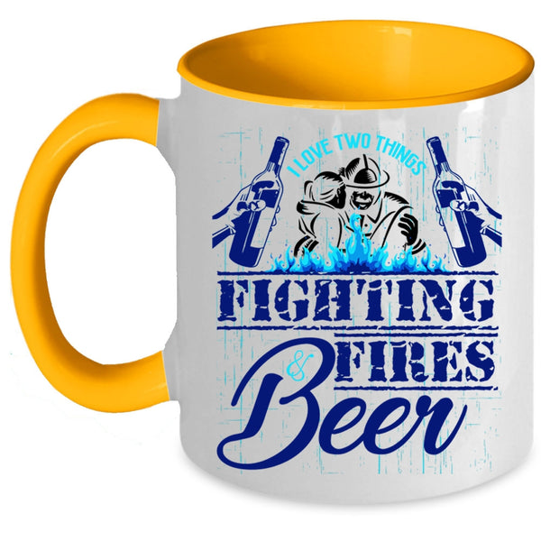 Fighting Fires And Beer Coffee Mug, I Love Two Things Accent Mug