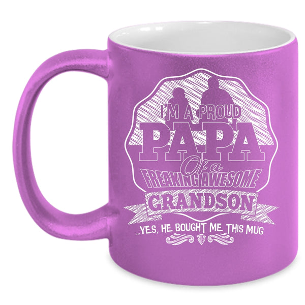 I'm A Proud Papa Of An Awesome Grandson Coffee Mug, Awesome Grandson Coffee Cup