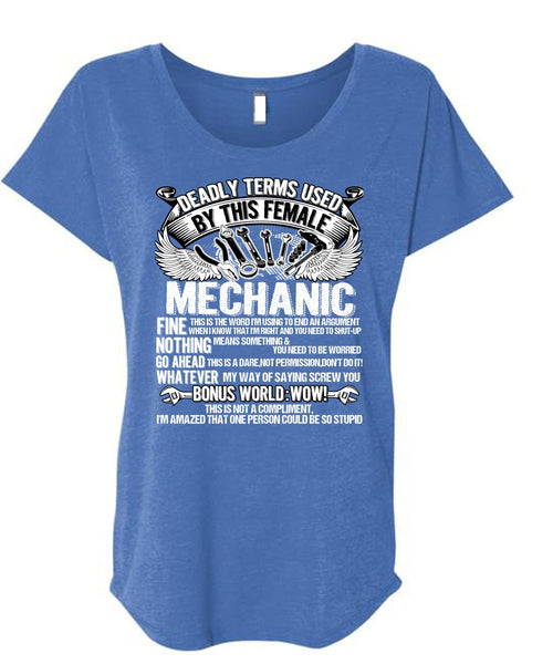 This Female Mechanic T Shirt, Being A Mechanic T Shirt, Cool Shirt (Ladies' Triblend Dolman Sleeve)