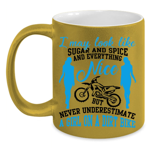 Cool Gift For My Daughter Coffee Mug, A Girl On A Dirt Bike Accent Mug