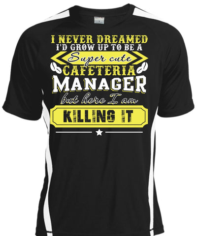 A black t-shirt with the shopify logo