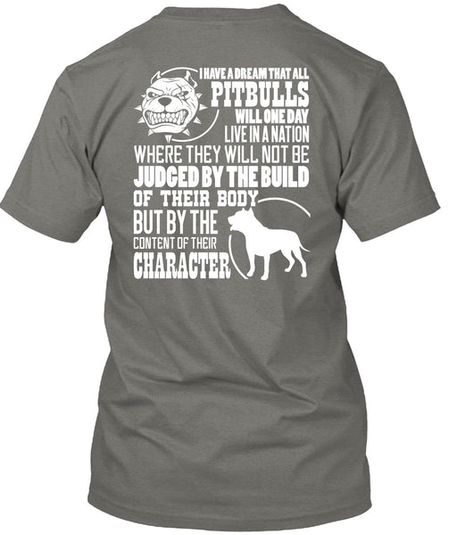 I Have A Dream That All Pit Bulls T Shirt, Judge By The Build T Shirt