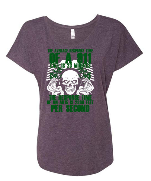 The Average Response Time Of A 911 T Shirt, Being A Dispatcher T Shirt, Cool Shirt (Ladies' Triblend Dolman Sleeve)