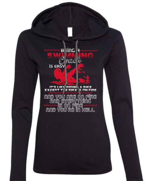 Being A Swimming Coach T Shirt, You're In Hell T Shirt (Anvil Ladies Ringspun Hooded)