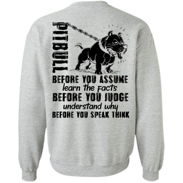I Love Pit Bull T Shirt, Pit Bull Before You Assume Sweatshirt