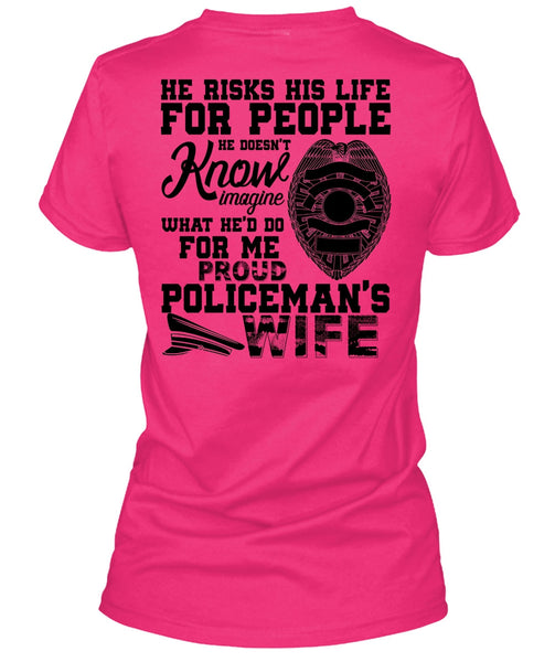 Proud Policeman's Wife T Shirt, I Love Police T Shirt