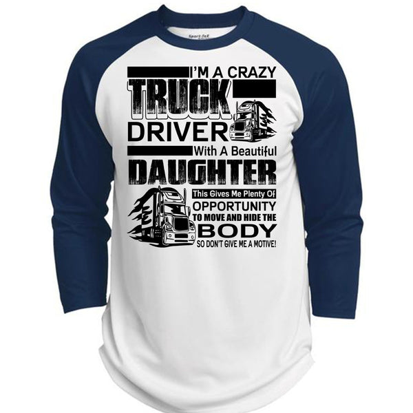 I'm A Crazy Truck Driver T Shirt, I Love Trucker T Shirt, Awesome T-Shirts  (Polyester Game Baseball Jersey)