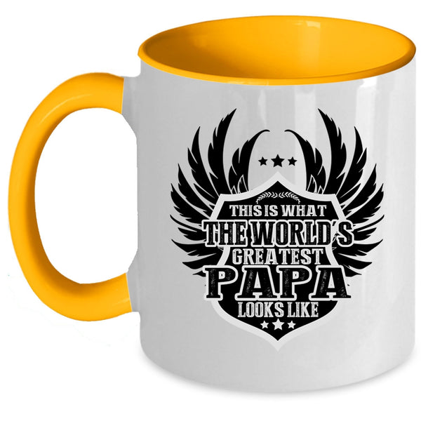 Greatest Papa Coffee Mug, The World's Greatest Papa Looks Like Accent Mug