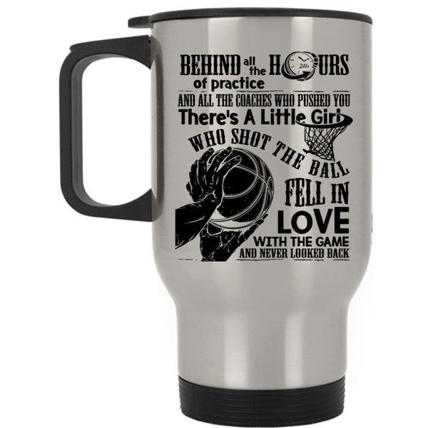 Cool Basketball Travel Mug, Little Girl Shot The Ball Fell In Love Mug