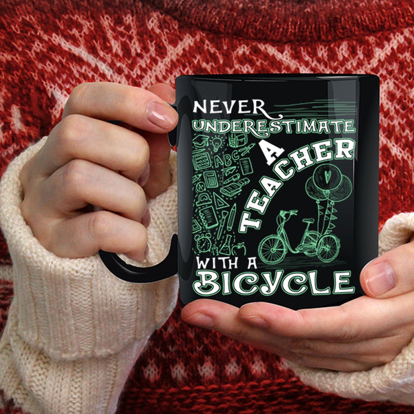 Teacher With A Bicycle Coffee Mug, Funny Gift For Teacher Coffee Cup