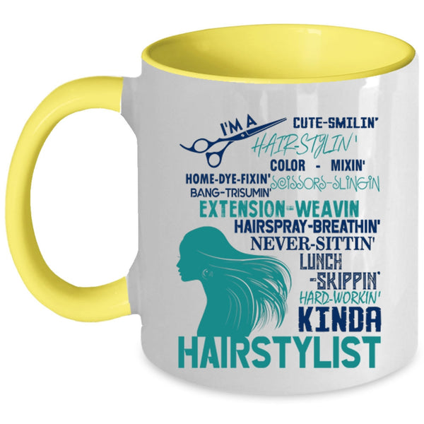 Cute Hairstylist Coffee Mug, I'm A Kinda Hairstylist Accent Mug