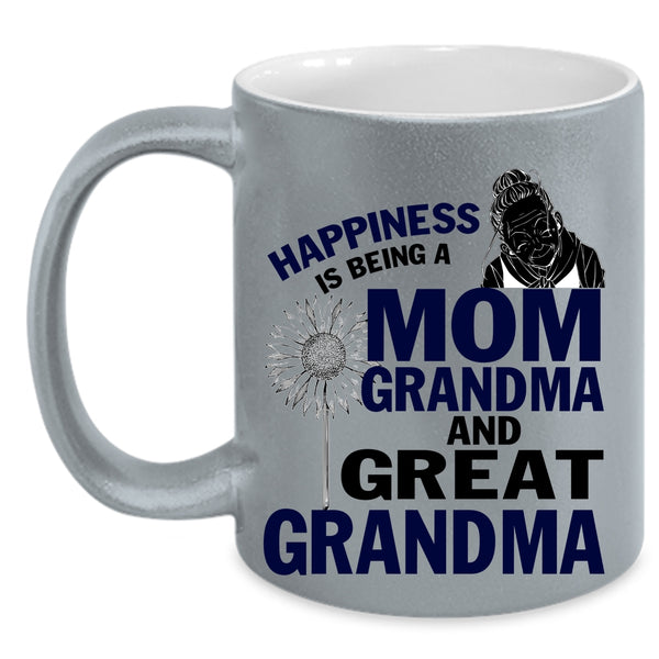 Grandma And Great Grandma Coffee Mug, Happiness Is Being A Mom Accent Mug