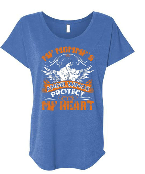 My Mommy's Angel Wings T Shirt, Protect My Heart T Shirt, Cool Shirt (Ladies' Triblend Dolman Sleeve)