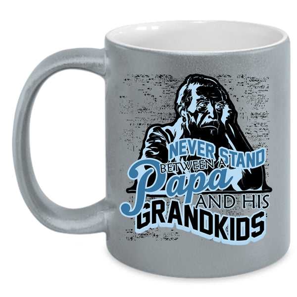 Papa Coffee Mug, Never Stand Between A Papa And His Grandkids Accent Mug