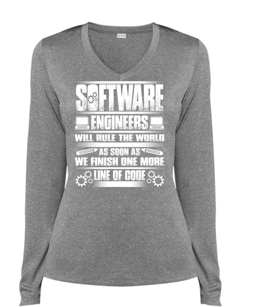 Software Engineers T Shirt, Being An Engineer T Shirt, Cool Shirt (Ladies LS Heather V-Neck)