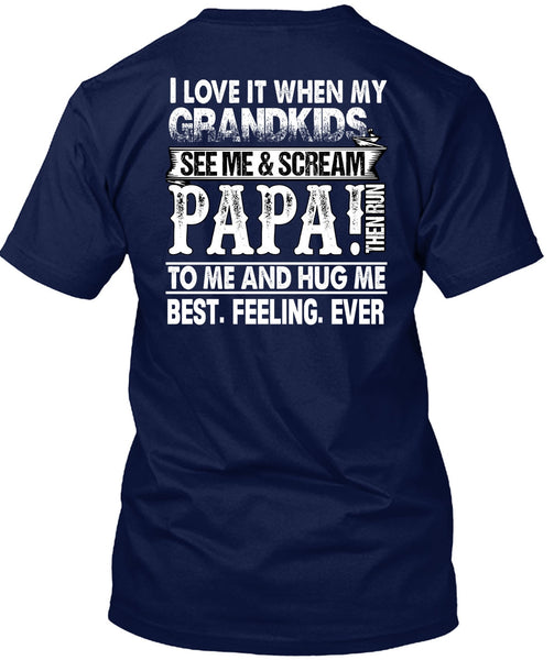 Grandkids See Me And Scream Papa T Shirt, Being A Papa T Shirt
