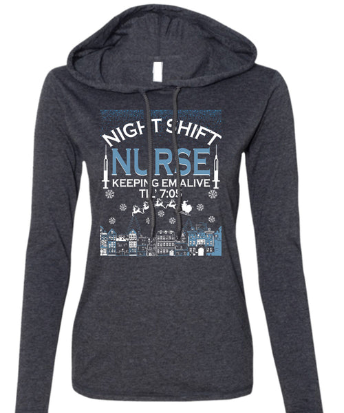 Night Shift Nurse Keeping T Shirt, This Girl Loves Christmas T Shirt (Anvil Ladies Ringspun Hooded)