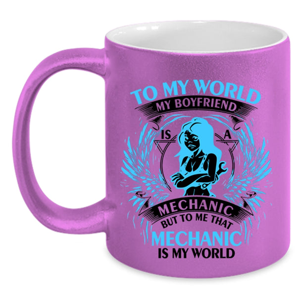 Cool Couple Coffee Mug, My Boyfriend Is A Mechanic Accent Mug