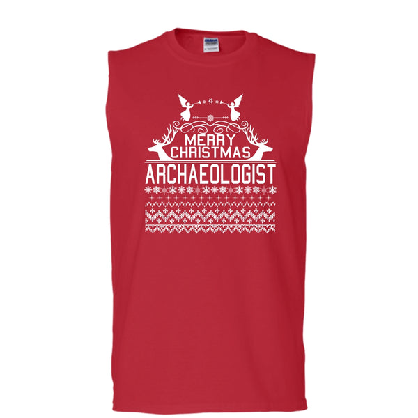 Merry Christmas Archaeologist T Shirt, Coolest Archaeologist T Shirt, Cool T Shirt (Men's Cotton Sleeveless)