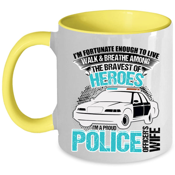 I Love My Police Officer Coffee Mug, I'm A Proud Police Officer's Wife Accent Mug