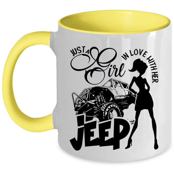 Beautiful Girls Coffee Mug, Just A Girl In Love With Her Jeep Accent Mug