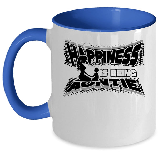 Cute Aunt Coffee Mug, Happiness Is Being Auntie Accent Mug