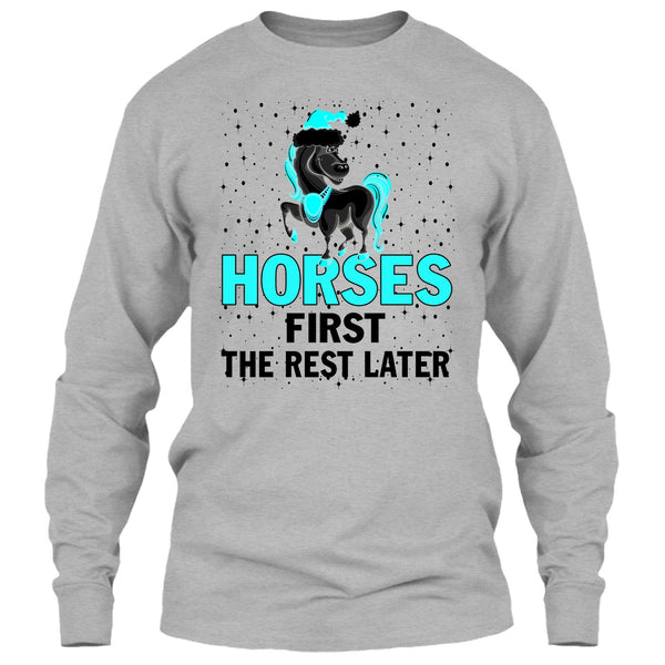 Horses First The Rest Later T Shirt, Equestrian Merry Christmas T Shirt