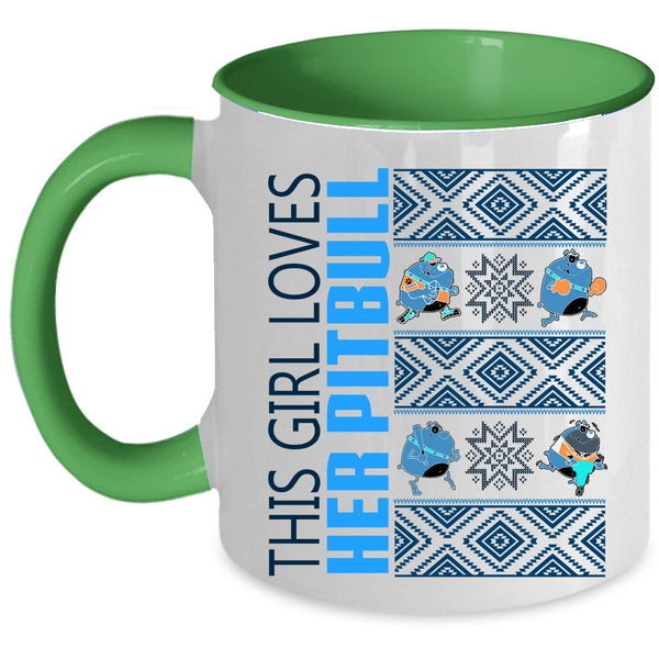 Cute Pit Bull Lover Coffee Mug, This Girl Loves Her Pitbull Accent Mug