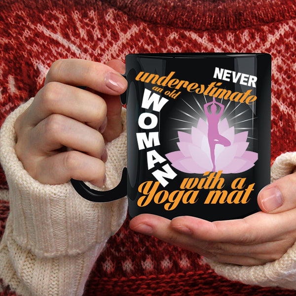 An Old Woman With A Yoga Mat Coffee Mug, Awesome Grandma Coffee Cup