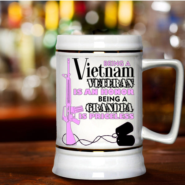 Being A Grandpa Beer Stein 22oz, Being A Vietnam Veteran Beer Mug