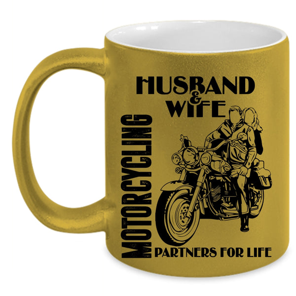 Motorcycling Partners For Life Coffee Mug, Husband And Wife Accent Mug