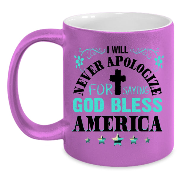 Cool Gift For American Coffee Mug, God Bless America Accent Mug