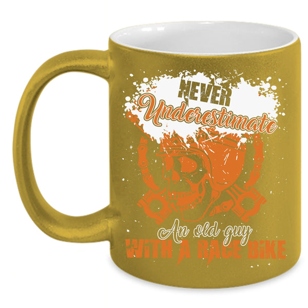 An Old Guy With A Race Bike Coffee Mug, Awesome Race Biker Coffee Cup