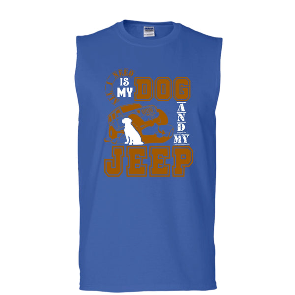 All I Need Is My Dog T Shirt, And My Jeep T Shirt, Cool T Shirt (Men's Cotton Sleeveless)