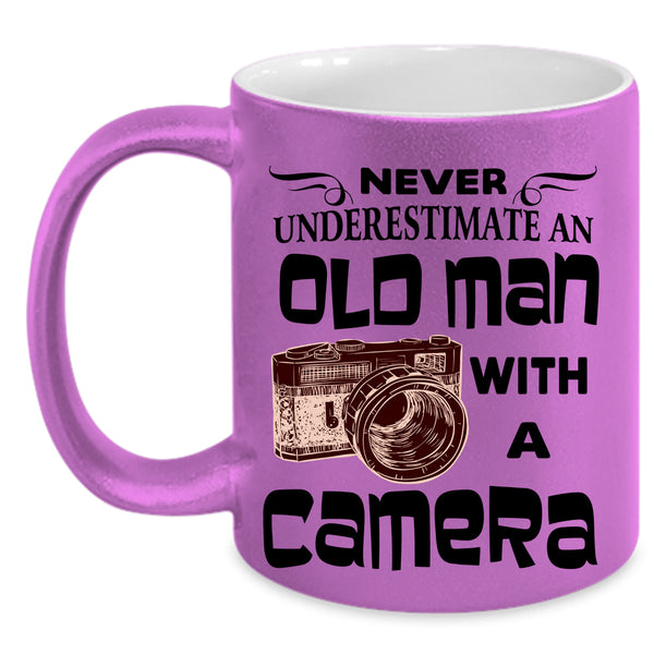 Awesome Grandpas Coffee Mug, Old Man With A Camera Accent Mug