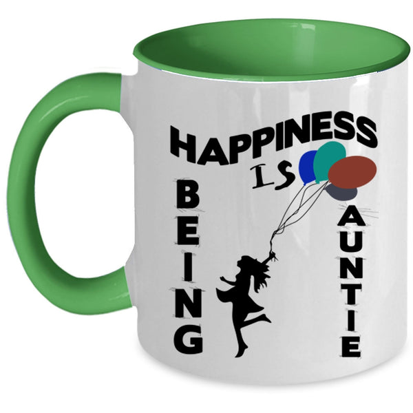 Cute Gift For My Aunt Coffee Mug, Happiness is Being Auntie Accent Mug