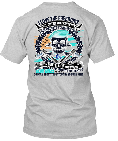 I Love The Freedoms T Shirt, I Love Veteran T Shirt