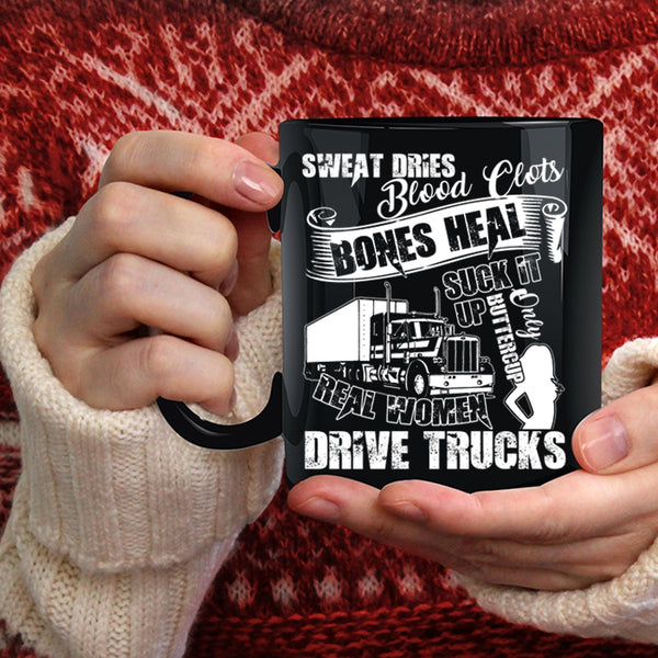 Only Real Women Drive Trucks Coffee Mug, Cool Lady Coffee Cup