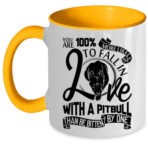 Cute Pitbull Owner Coffee Mug, Fall In Love With A Pitbull Accent Mug