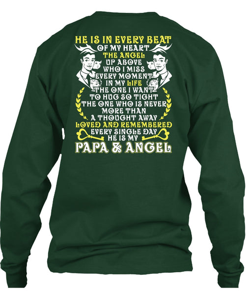 He Is In Every Beat Of My Heart T Shirt, Papa And Angel T Shirt
