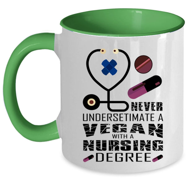 Cool Vegan Coffee Mug, A Vegan With A Nursing Degree Accent Mug