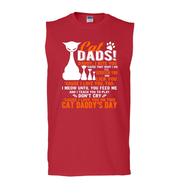 Cat Dads T Shirt, Daddy I Bite You T Shirt, Cool T Shirt (Men's Cotton Sleeveless)