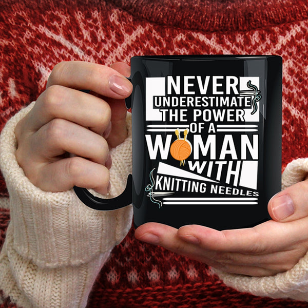 The Power Of A Woman With Knitting Needles Coffee Mug, Cool Mom Coffee Cup