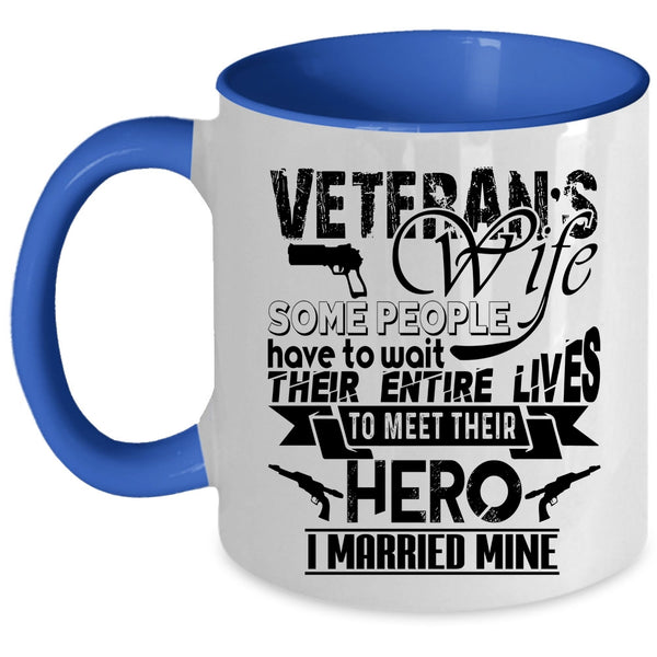 Cool Just Married Coffee Mug, Veteran's Wife Accent Mug