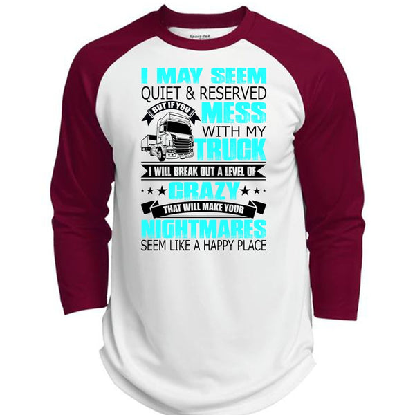 Mess With My Truck T Shirt, I Love Trucking T Shirt, Awesome T-Shirts  (Polyester Game Baseball Jersey)