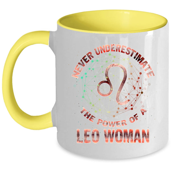 Birthday Coffee Mug, The Power Of A Leo Woman Accent Mug