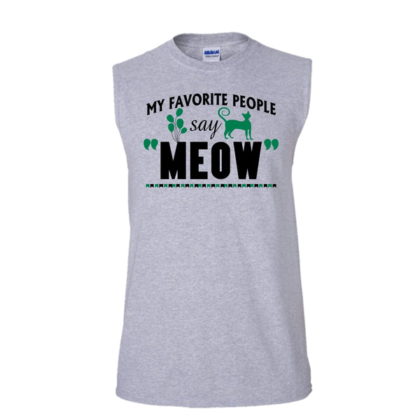 My Favorite Say Meow Shirt, I Love My Cat Shirt (Men's Cotton Sleeveless)